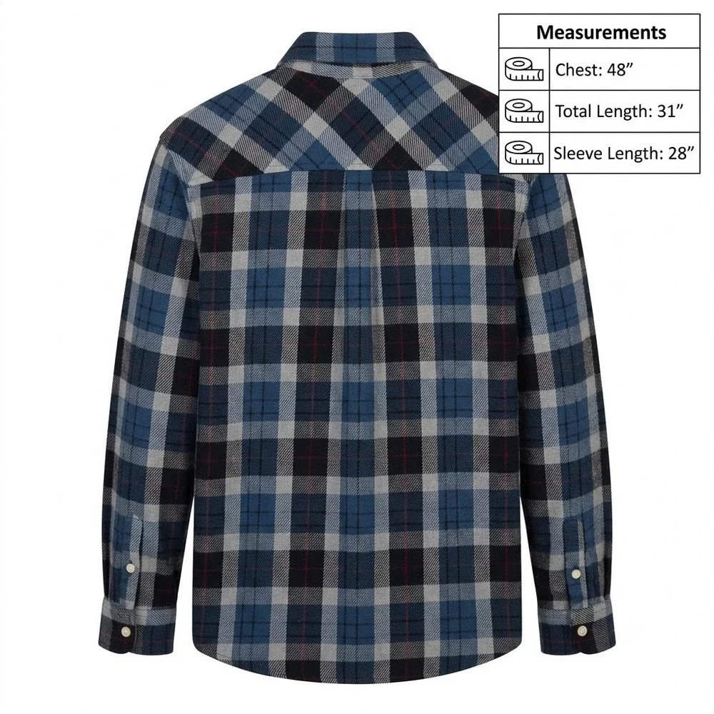 The North Face Mens Valley Twill Flannel Shirt Blue Plaid L Heavyweight Cotton